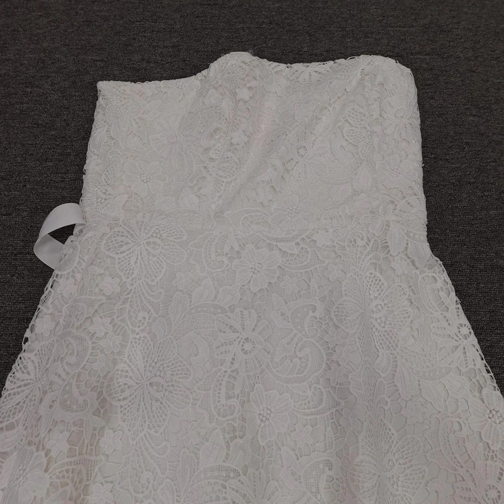 Lilly Pulitzer Sienna Dress Womens 14 White Floral Lace Strapless Fit & Flare - Picture 2 of 12